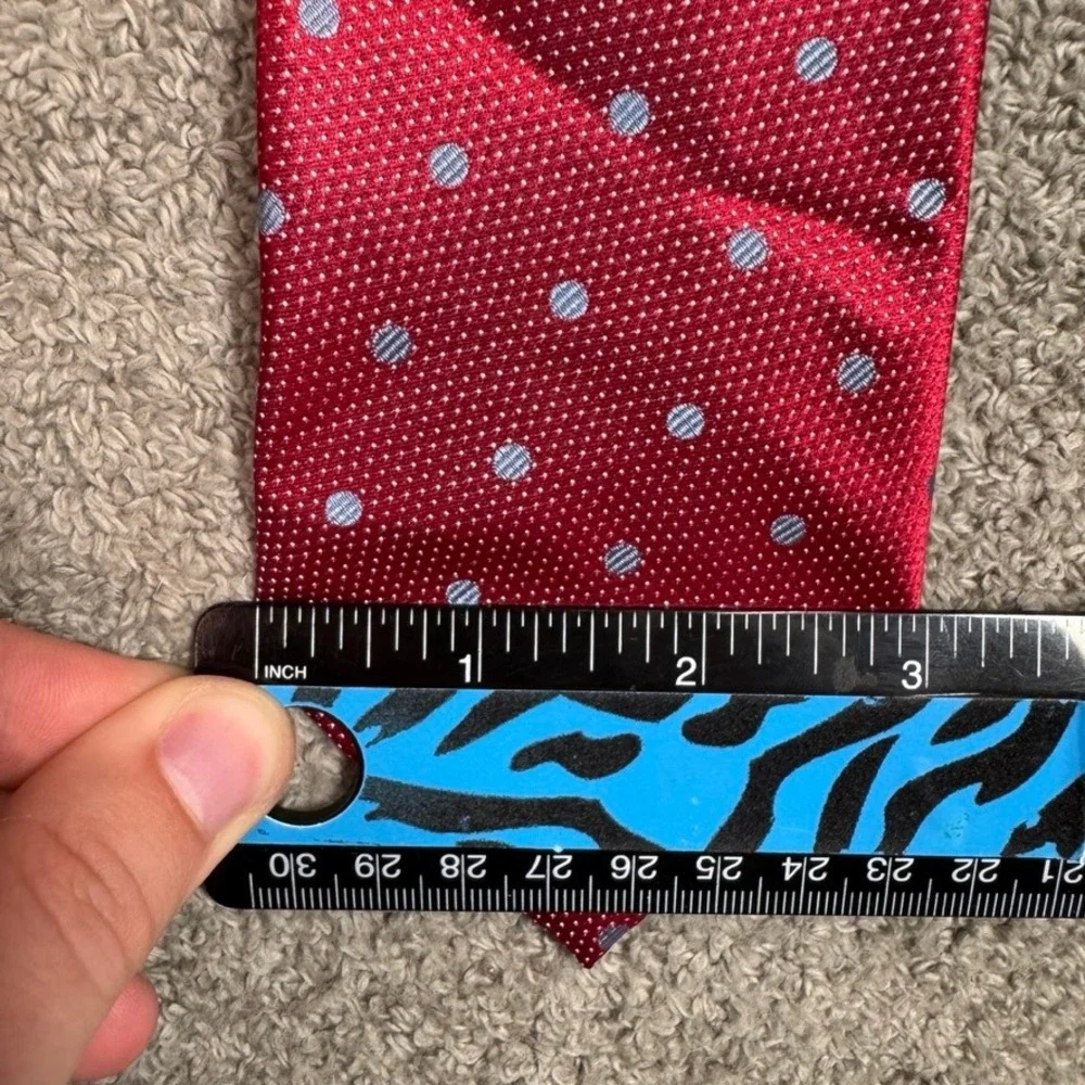 JS Blank & Co Mens Red Blue Polka Dot 100% Silk Necktie Business Formal Tie